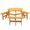 GDFStudio Hart Outdoor 6-Person Wooden Round Picnic Table with 3 Built-in Benches and Umbrella Hole - 2 of 4
