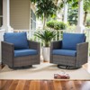POCASSY Square Armrest Outdoor Swivel Rocker Patio Chairs Set of 2, Brown Wicker Furniture Swivel Patio Chairs for Porch, Poolside, Deck - 2 of 4