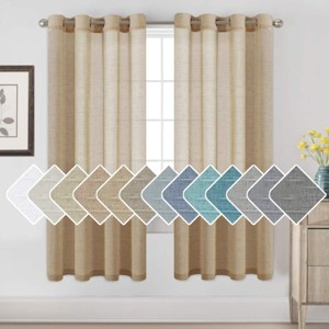 Natural Linen Blended Semi-Sheer Curtains Privacy Assured with Nickel Grommet for Living Room - 1 of 4