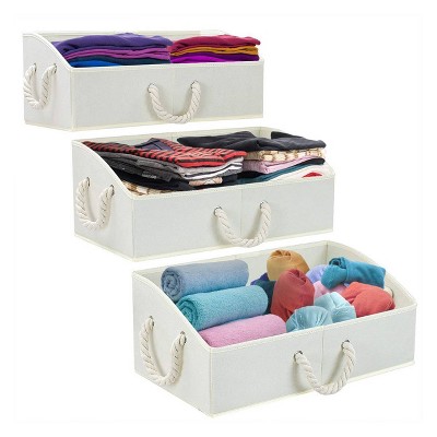 Sorbus 3pk Non-woven Fabric Storage Box with Cotton Rope Beige