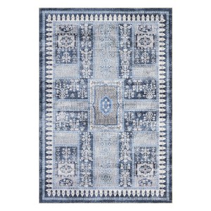 Washable Vintage Living Room Rugs,Floral Print Retro Accent Bedroom Carpet, Large Non Slip Area Rug for Kitchen Dining Room - 1 of 4