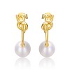 Guili Sterling Silver 14K Yellow Gold Plated Earrings with White Freshwater Pearl, Featuring an Elegant Love Knot Half-Hoop Design - 2 of 2