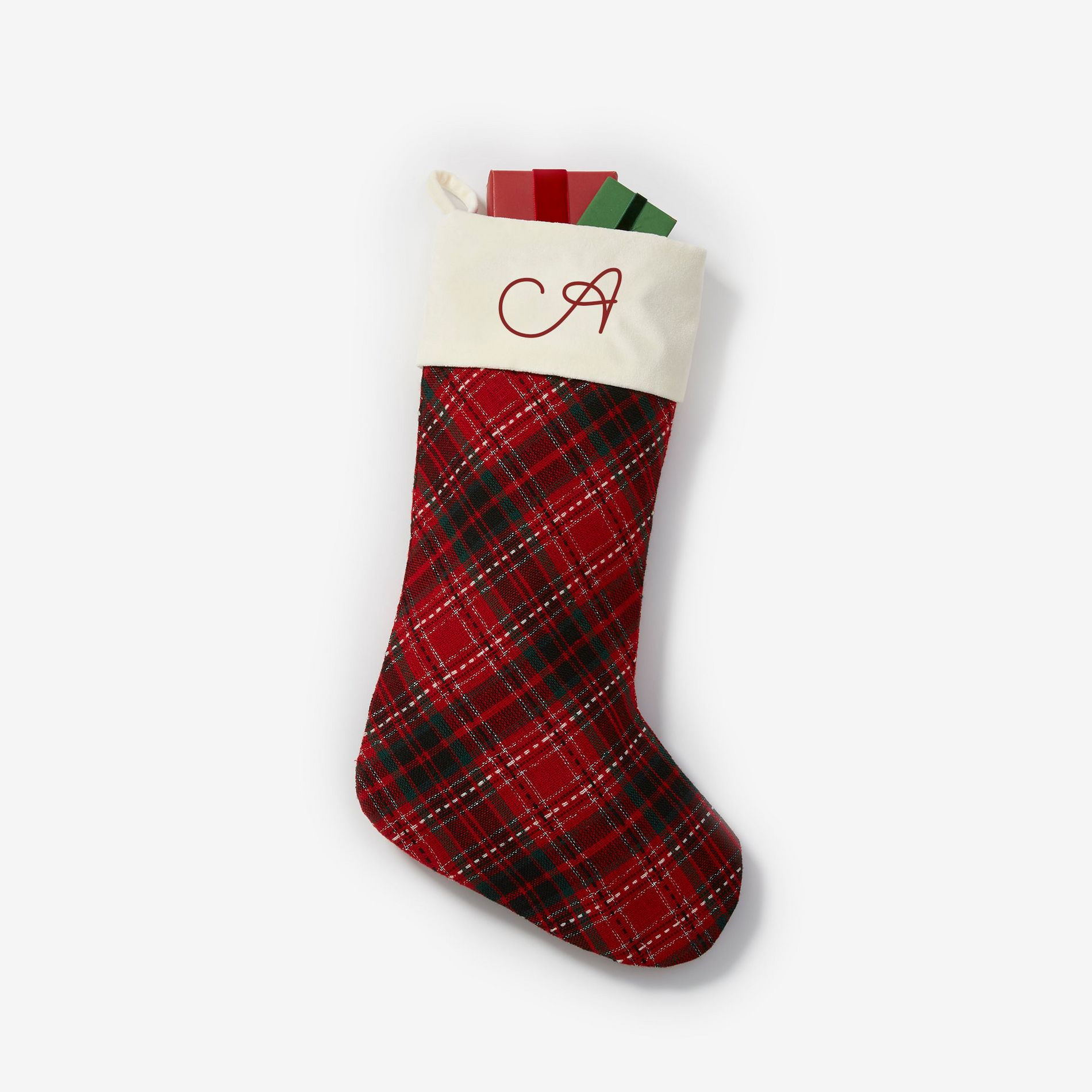 Personalization Mall Festive Velvet Plaid Bow Christmas Stocking