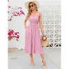 Coolmee Women's Dress Casual Summer Spaghetti Strap Dress Button Down Sleeveless A Line Beach Swing Midi Sundress - 4 of 4