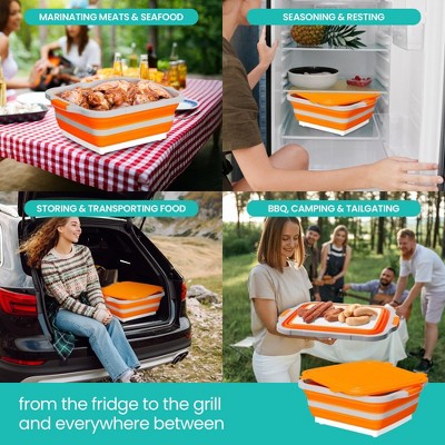 Modern Innovations Collapsible BBQ Prep Tub 16 L with Lid Drain Spout Cutting Board Marinating Grilling Tray Food Storage for Outdoor Cooking Camping Tailgating Kitchen — фото 6