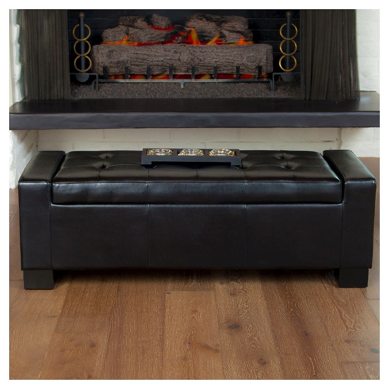 Guernsey Leather Storage Ottoman Bench - Christopher Knight Home, 4 of 5