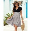 YesFashion Women's Summer Maternity Dress Casual Short Sleeve High Waist Ruffle A Line Dress with Belt for Photoshop Baby Shower - 3 of 4