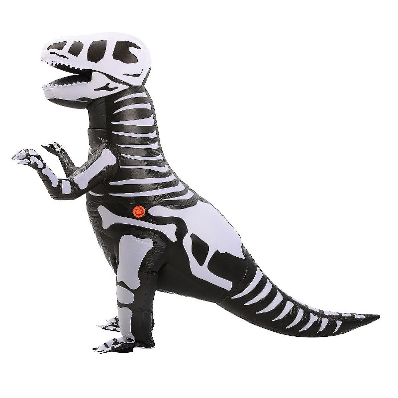 Studio Halloween Kids' Inflatable Skeleton T-Rex Costume - One Size Fits Most - Black, 2 of 4