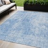 Denim Blue And Ivory Abstract Washable Indoor Outdoor Area Rug - 2 of 4