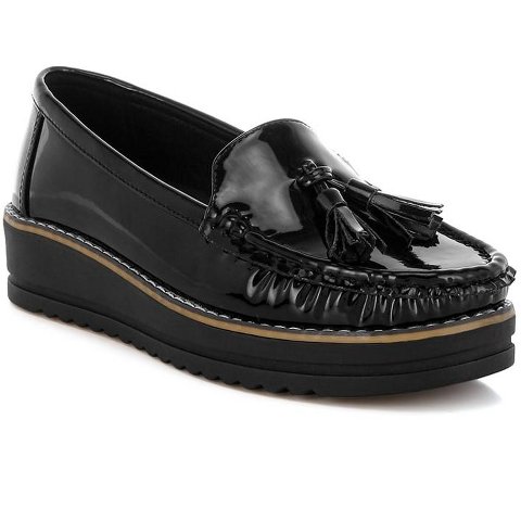Женские туфли London Rag Womens Strelka Tassel Detail Flatform Loafers Black 9