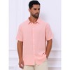 INSPIRE CHIC Men's Point Collar Short Sleeve Button Down Summer Linen Shirt - 2 of 4