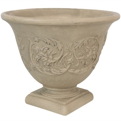 Sunnydaze Indoor/Outdoor Patio, Garden, or Porch Weather-Resistant Double-Walled Darcy Flower Pot Planter - 16" - Beige