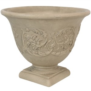 Sunnydaze Indoor/Outdoor Patio, Garden, or Porch Weather-Resistant Double-Walled Darcy Flower Pot Planter - 16" - Beige - 1 of 4