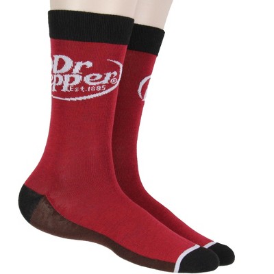 Dr. Pepper Socks Soda Fun Novelty Adult Crew Socks Osfm 1 Pair Pack Red ...