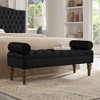TiramisuBest Velvet Tufted Bedroom Bench, Upholstered Long Window Bench with Bolster, Entryway Bench for Living Room, Violet - 2 of 4