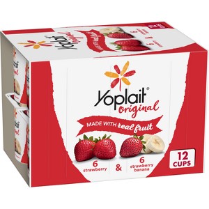 Yoplait Original Strawberry Banana Low Fat Yogurt - 72oz/12ct - 1 of 4