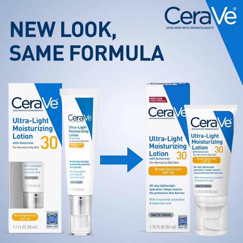 CeraVe Ultra-Light Face Lotion Moisturizer with Sunscreen - SPF 30 &#8211; 1.7oz, 4 of 22