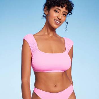 Contours CONTOURS Women's Pink Stretch Molded Cup Deep V Neck Tie Cameo  Halter Swimsuit Top 16 40C