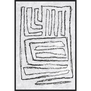 Amanti Art 23" x 33" Black and White Runes II by Jennifer Goldberger Framed Canvas Wall Art Print : Abstract Lithograph, Modern Decor - 1 of 4