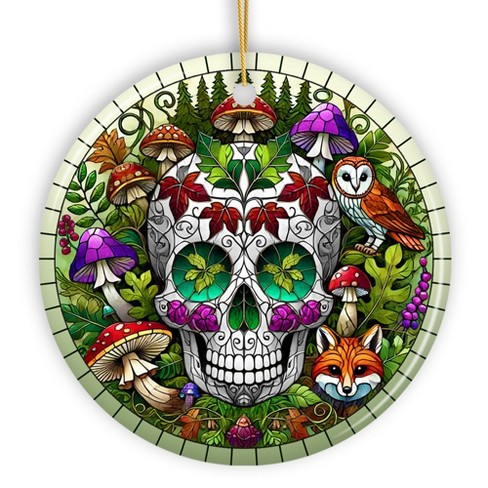 Enchanted Woodland Sugar Skull Ornament, Mystical Forest Christmas Gift and Decor| OrnamentallyYou - image 1 of 4