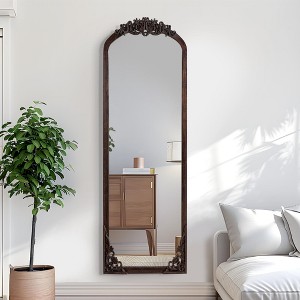 64"x21" Ladder Arched Black Wood Framed Full-Length  Mirror - 1 of 4