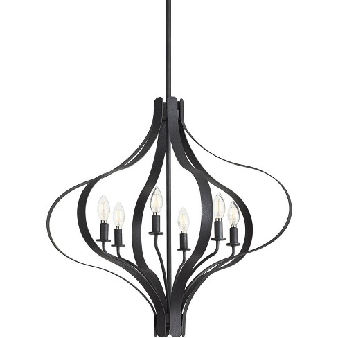 Franklin Iron Works Fleur Textured Black Chandelier 27