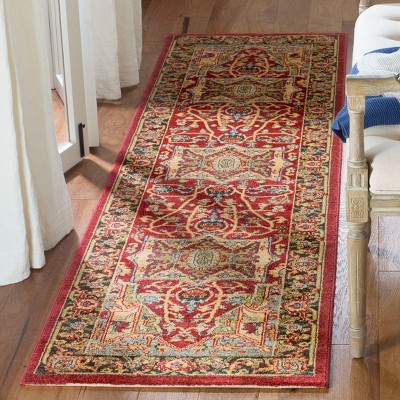 Mahal Red and Beige Synthetic Runner Rug