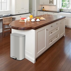 3.2 Gal Bathroom Trash Can, Fingerprint-Proof Stainless Steel Garbage Can with Soft-Close Lid, Foot Pedal,Removable Inner Bucket for Kitchen Bedroom - 1 of 4