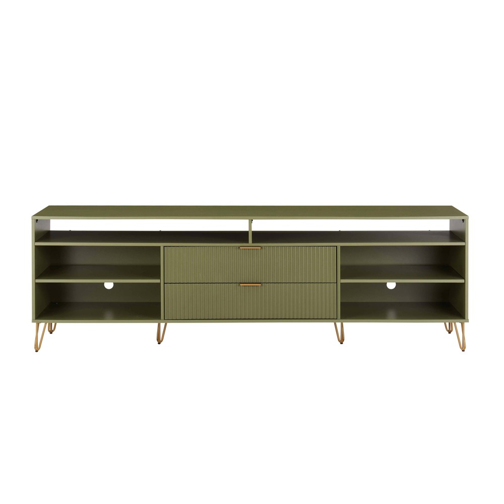 Manhattan Comfort 85" Dumbo TV Stand for TVs up to 80" Olive Green