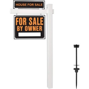 VINGLI 6' Vinyl PVC Real Estate Sign Post, Realtor Sign Post for Yard, Home for Sale Sign, 36" Arm Holds Up to 24" Sign - 1 of 4
