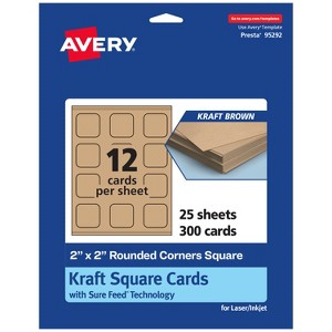 Avery Square Cards with Rounded Corners, 2" x 2", Kraft Brown, 300ct - 1 of 4