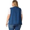 Agnes Orinda Women's Plus Size Sleeveless Denim Button Down V Neck Jean Vest - 4 of 4