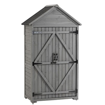 NicBex 68.89 Inch Tall Outdoor Storage Shed with Shelves,Latch and Waterproof Roof for Backyard Garden,Patio
