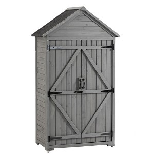 NicBex 68.89 Inch Tall Outdoor Storage Shed with Shelves,Latch and Waterproof Roof for Backyard Garden,Patio - 1 of 4