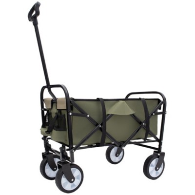 FURNIinspire Outdoor Serving Carts Fish 250L Collapsible Wagon Beach Wagon with Big Wheels for Camping, Sports, Green, 25.98"*17.32"*37.4"