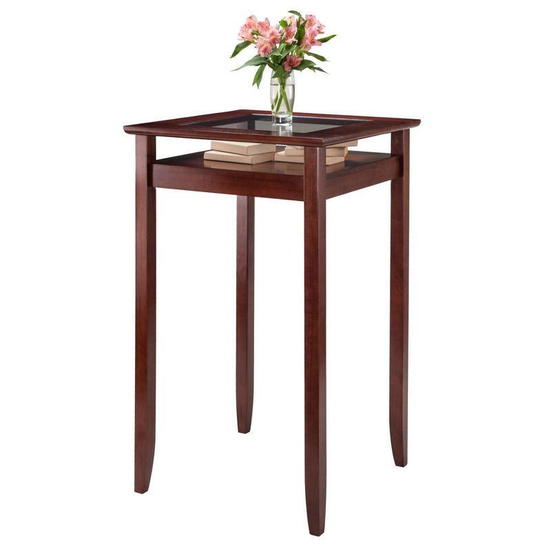 Halo Square Bar height Table with Glass Top Wood/Walnut - Winsome, 3 of 8