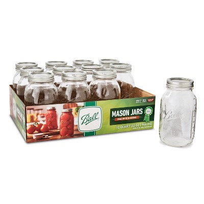 Ball 32oz 12pk Glass Regular Mouth Mason Jar with Lid and Band