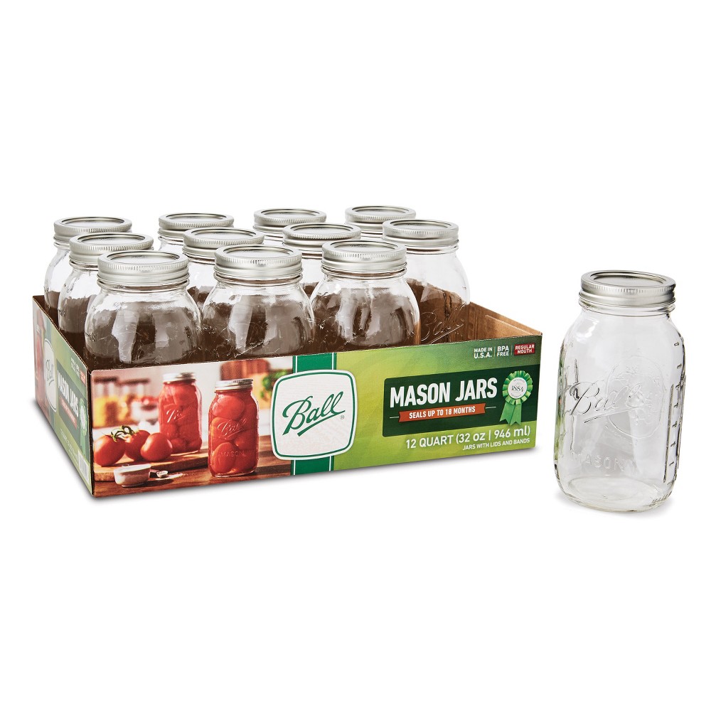 UPC 014400620003 product image for Ball 32oz 12pk Glass Regular Mouth Mason Jar with Lid and Band | upcitemdb.com