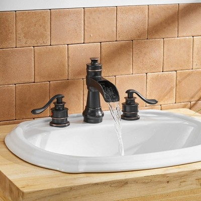 Oil-Rubbed Bronze 8-Inch Waterfall Widespread 2-Handle Bathroom Faucet