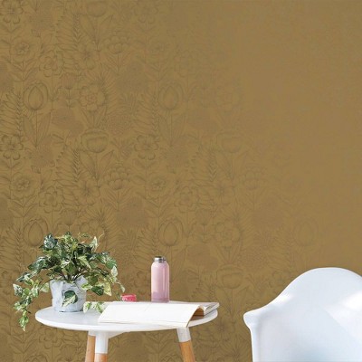 Metallic Marigold Floral Self-Adhesive Removable Wallpaper