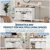 Farmhouse Buffet Cabinet, Sideboard Storage Cabinet with 5 Drawers and Sliding Barn Doors, Wood Coffee Bar Table with Adjustable Shelf - 4 of 4