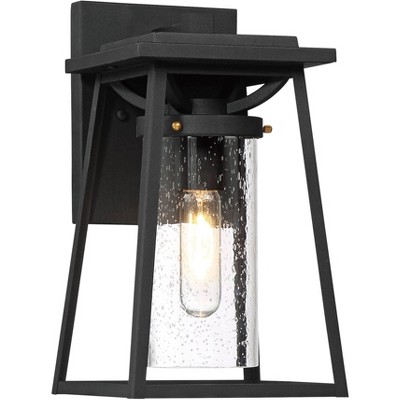 Minka Lavery Modern Outdoor Wall Light Fixture Sand Black 12 1/2" Clear Seeded Glass Shade for Post Exterior Deck Porch Yard Patio