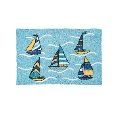 1'10"x2'10" Rectangle Hooked Boat Accent Rug Blue - C&F Home