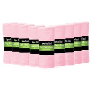 Lexi Home Fleece Throw Blankets, Pink - Set of 24 - 1 of 1