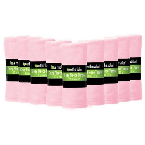 Lexi Home Fleece Throw Blankets, Pink - Set of 24 - image 1 of 1