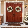 VINGLI 18 Inch Flocked Christmas Wreaths 2 Pack with 60 Battery Operated LEDs, 140 Tips, Pine Cones & Berries, Indoor/Outdoor - 2 of 4