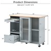 NicBex 2 Drawer Rolling Kitchen Island Cart with Drop Leaf,Kitchen Island on Wheels with LED Light and Glass Doors,Island Table for Kitchen - 3 of 4