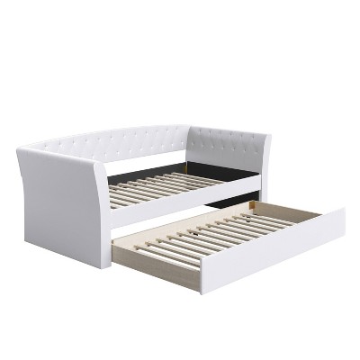 Twin Odessa Faux Leather Upholstered Sofa Daybed with Trundle - Eco Dream