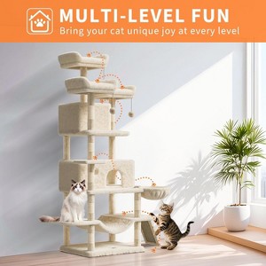68.5in Tall Indoor Cat Tree for Large Cats, Upgraded Heavy Duty Cat Tower with Scratching Posts/Condo/Plush Perches/Hammocks/Dangling Balls - 1 of 4