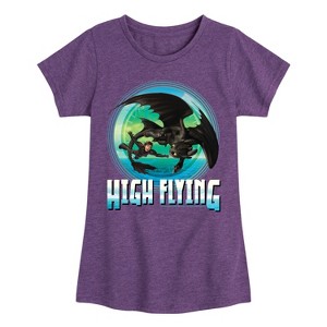 Girls' - How to Train Your Dragon - Hiccup Toothless High Flying Fitted Short Sleeve Graphic T-Shirt - 1 of 4